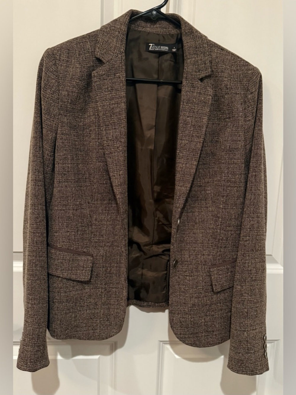 7th Avenue Brown Tweed Blazer & Skirt Suit Set - Brown - Picture 3 of 13